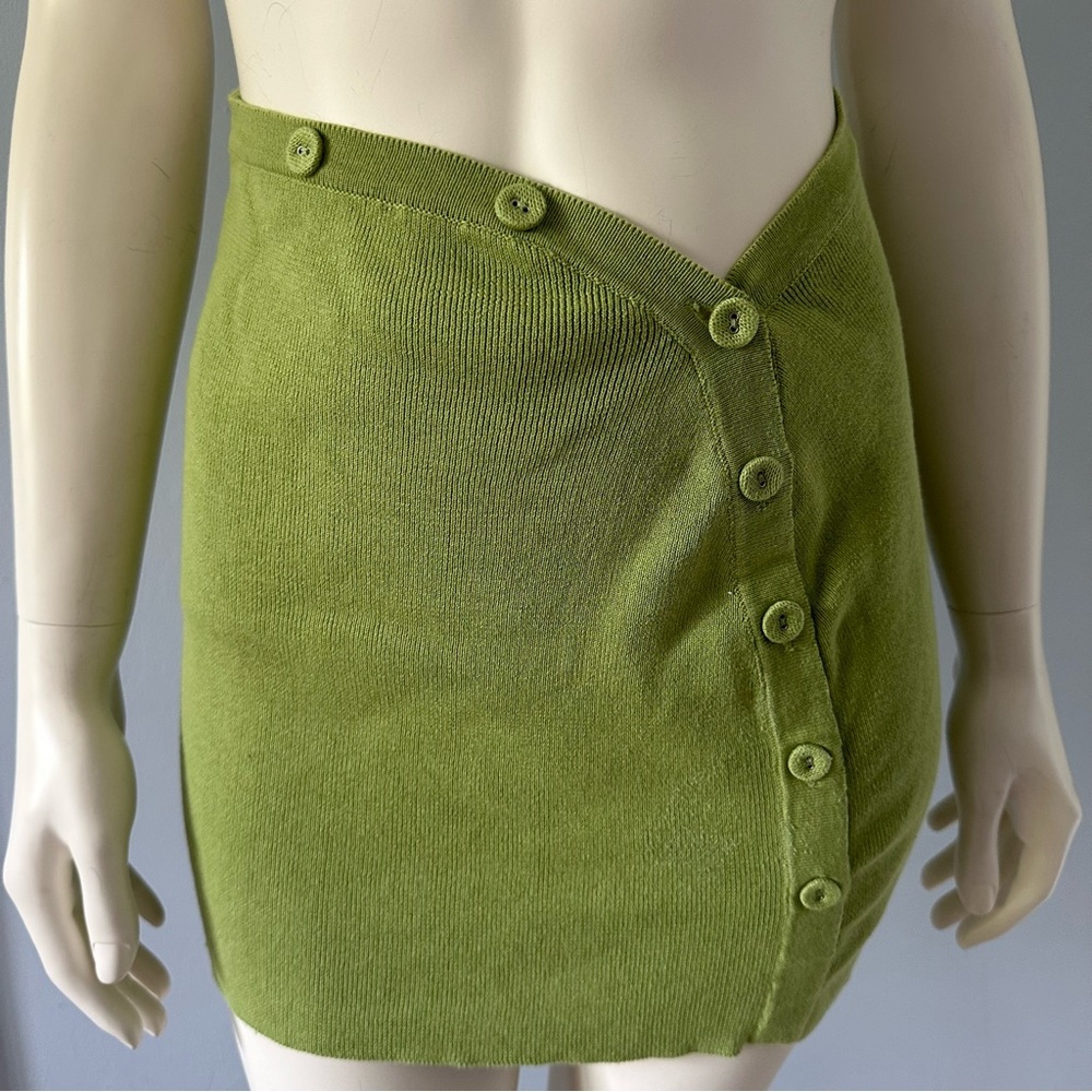Green Button Mini Skirt Princess Polly